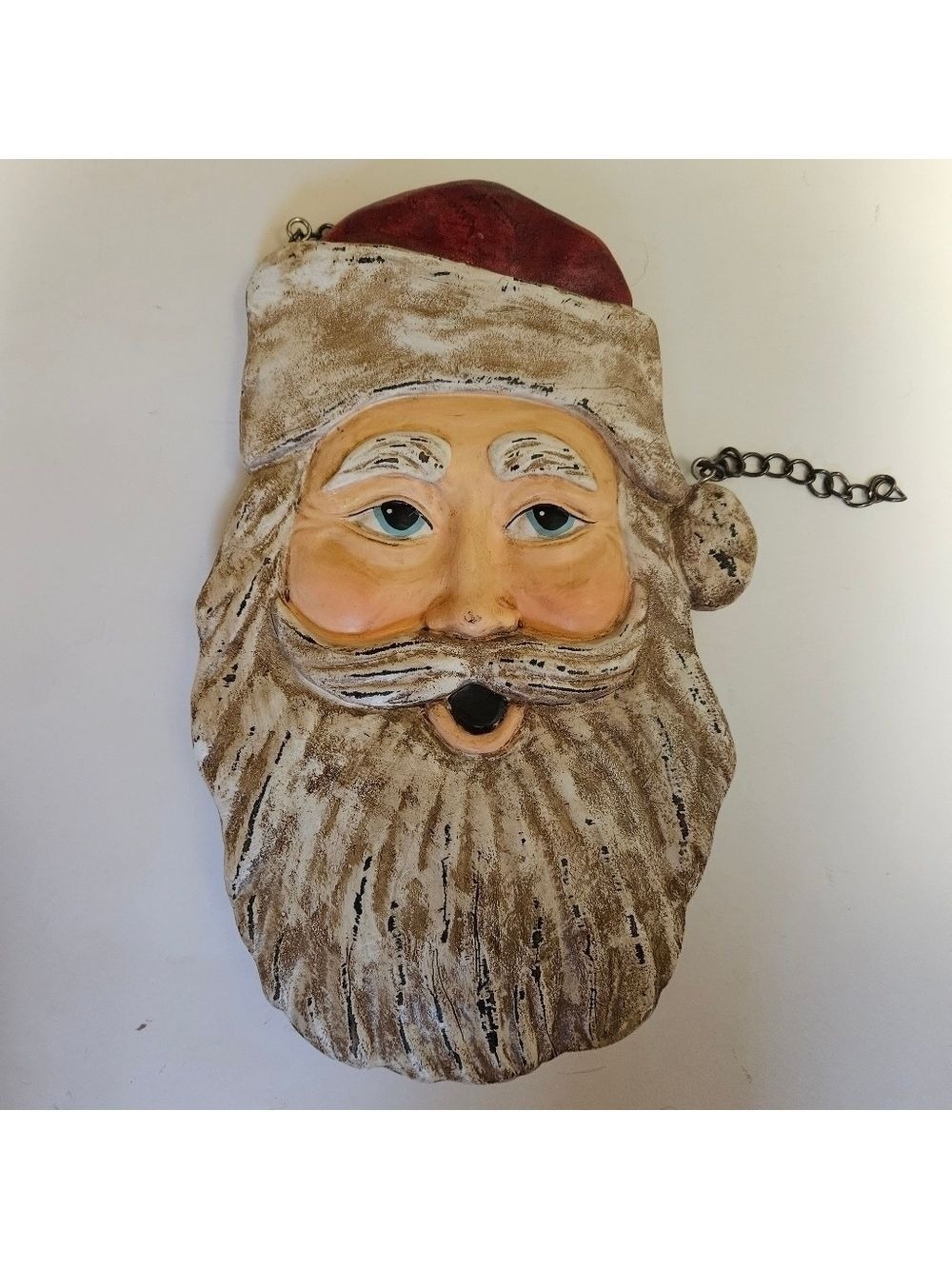 Vintage 2-sided Outdoor Hanging Santa Head